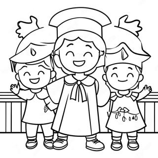 Vrolijke Kleuterschool Afstudeer Ceremonie Kleurplaat 88677-29095