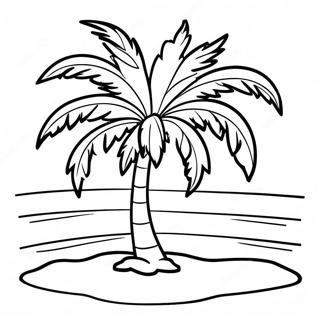 Zonnige Strand Palmbomen Kleurplaat 89063 29389