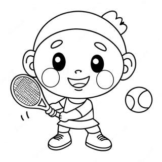 Schattige Cartoon Tennis Speler Kleurplaat 89188-29478