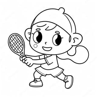 Schattige Cartoon Tennis Speler Kleurplaat 89188-29479