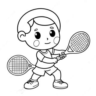 Schattige Cartoon Tennis Speler Kleurplaat 89188-29480