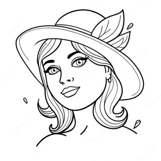 Speelse Coquette Met Een Hoed Kleurplaat 89758-29925