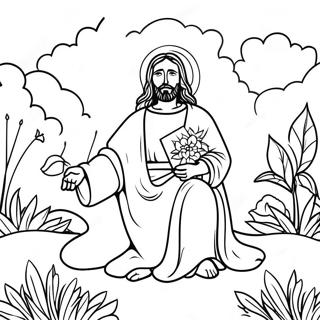 Jezus In Een Vredige Tuin Kleurplaat 89964-30086