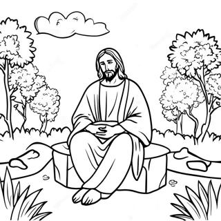 Jezus In Een Vredige Tuin Kleurplaat 89964-30088
