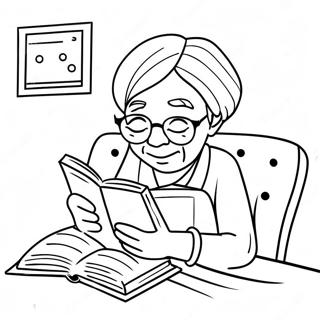 Oma Die Een Boek Leest Kleurplaat 90405-30428