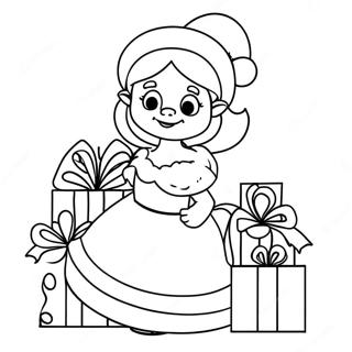 Kleurplaat Van Mevrouw Claus Met Kerstcadeaus Kleurplaten