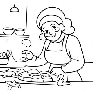 Kleurplaat Van Mevrouw Claus Die Koekjes Bakt 91202 31116