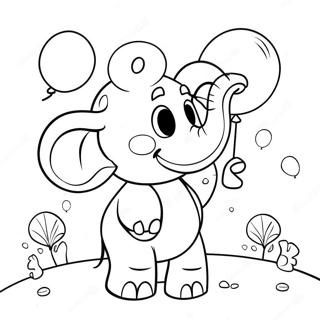 Grappige Dronken Olifant Met Ballonnen Kleurplaat 91406-31271