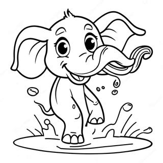 Speelse Dronken Olifant Die Water Spettert Kleurplaat 91407-31273