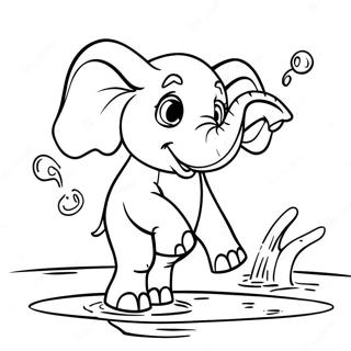 Speelse Dronken Olifant Die Water Spettert Kleurplaat 91407-31276