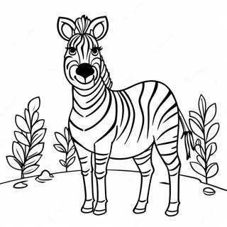 Zebra Met Een Kleurrachte Achtergrond Kleurplaat 91711-31505