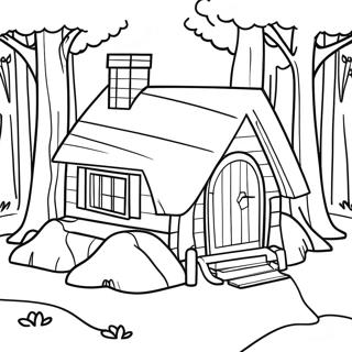 Kleurplaat Van Een Charmante Bos Hutte 91789-31575