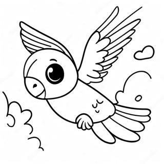 Speelse Parkiet Vliegend In De Lucht Kleurplaat 92482-32114