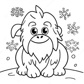 Vriendelijke Yeti Met Sneeuwvlokken Kleurplaat 92609 32208