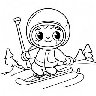 Schattige Cartoon Skier Kleurplaat 93432 32854
