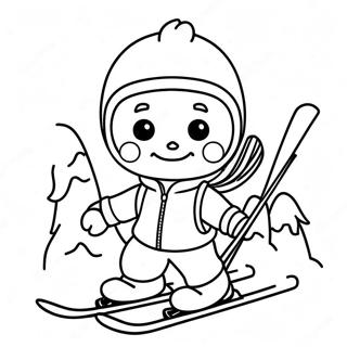 Schattige Cartoon Skier Kleurplaat 93432 32855