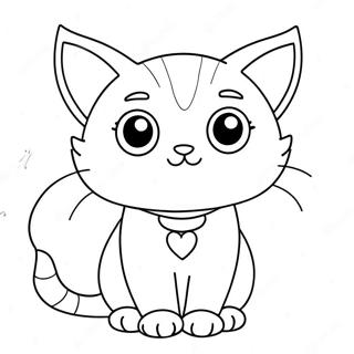 Schattige Anime Kat Met Grote Ogen Kleurplaat 93688-33045