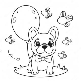 Franse Bulldog Met Ballonnen Kleurplaat 93741-33093