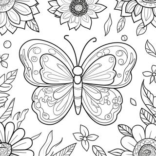 Majestueuze Vlinder In Bloemrijke Omgeving Kleurplaat 94358 33569