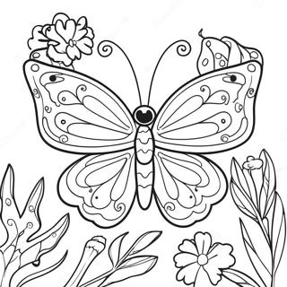 Majestueuze Vlinder In Bloemrijke Omgeving Kleurplaat 94358 33643