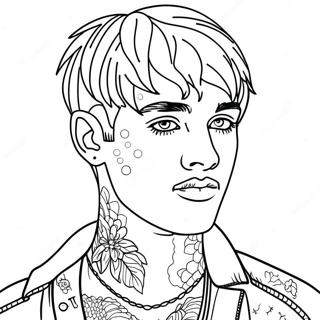 Lil Peep Met Kleurig Haar Kleurplaat 94412 33829