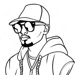 Stijlvolle Hip Hop Gangster Met Zonnebril Kleurplaat 94490-33734