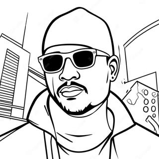 Stijlvolle Hip Hop Gangster Met Zonnebril Kleurplaat 94490-33736