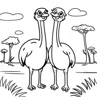 Struisvogel Familie In Het Wild Kleurplaat 94721 34050