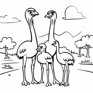 Struisvogel Familie In Het Wild Kleurplaat 94721 34051