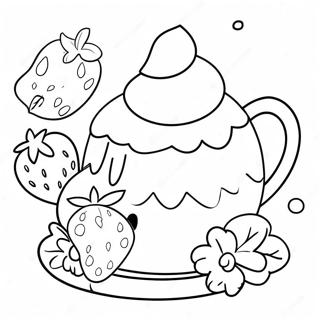 Charmante Aardbeientaart Theeparty Kleurplaat 94903-34195