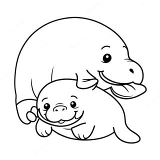 Speelse Manatee Met Baby Kleurplaat 94980-34249