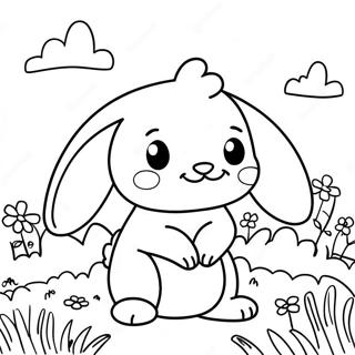 Schattig Konijn In Een Bloemenveld Kleurplaat 95029-34284