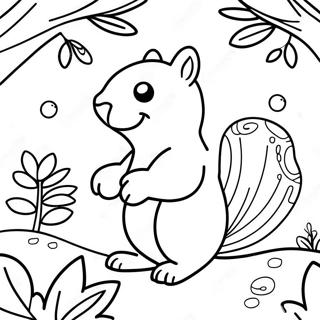 Blije Eekhoorn Met Eikels Kleurplaat 95032-34294
