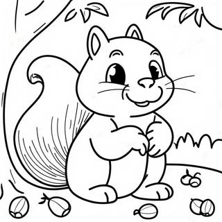 Blije Eekhoorn Met Eikels Kleurplaat 95032-34296