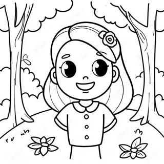 Blije Megan In Een Park Kleurplaat 95975-35067