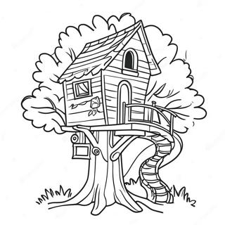 Kleurig Boomhuis Met Een Glijbaan Kleurplaat 96053-35127