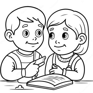 Respectvolle Kinderen Die Luisteren Kleurplaat 96365-35368