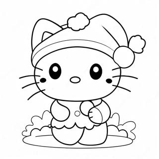 Hello Kitty In Een Kerstmuts Kleurplaat 96568-35517