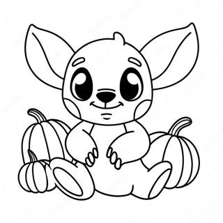 Griezelige Stitch Met Pompoen Kleurplaat Kleurplaten