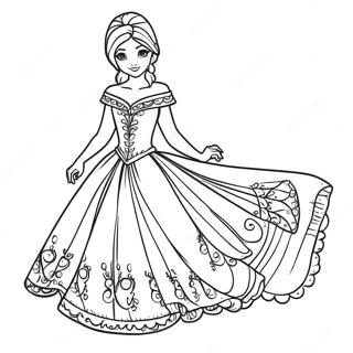 Kleurplaat Van Anna In Een Mooie Jurk 97546 36450