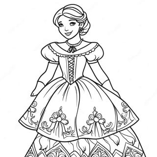 Kleurplaat Van Anna In Een Mooie Jurk 97546 36451