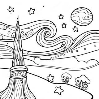 Sterrenachtige Nachtlucht Kleurplaat 97623 36512