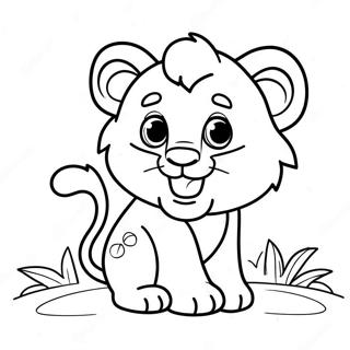 Schattige Baby Leeuw Speelend Kleurplaat 9765-2654