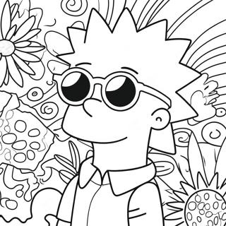 Psychedelische Bart Simpson Met Zonnebril Kleurplaat 98470-37297