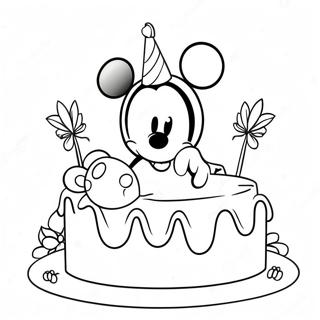 Mickey Mouse Met Verjaardagstaart Kleurplaat 98778-37538