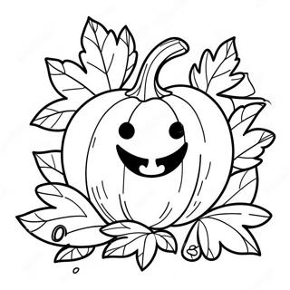 Glunderende Pompoen Met Bladeren Kleurplaat 99058-37760