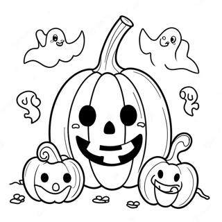 Spookachtige Pompoen Met Geesten Kleurplaat 99059-37763