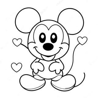 Schattige Mickey Mouse Met Harten Kleurplaat 99136-37817