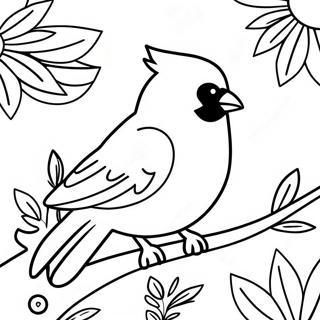 Kleurrijke Mannelijke Kardinaal Zingend Kleurplaat 99628 38402